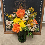 Thanksgiving arrangement green vase