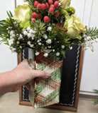 Christmas arrangement plaid vase