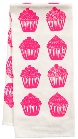 organic all over cupcake tea towel