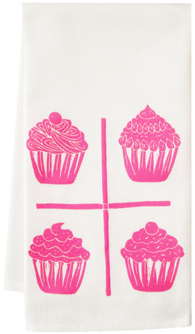 organic grid cupcake tea towel