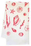 organic all over coral shell tea towel