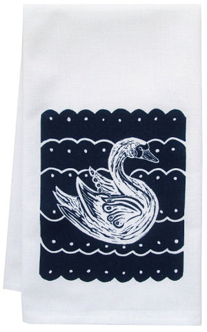 organic swan tea towel