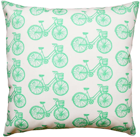 16x16 mint bike throw pillow