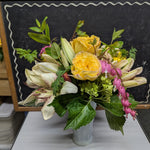 Vintage milk glass vase arrangement