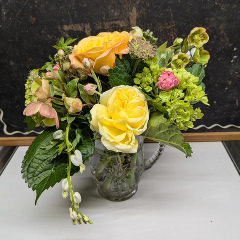 Vintage cut glass pitcher arrangement