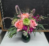 Valentine arrangement green vase