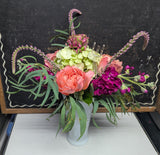 Valentine Cherry on Top arrangement milk glass