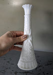 Tall cut glass  vintage milk glass vase