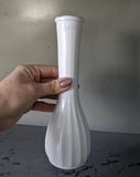 Tall ribbed vintage milk glass vase