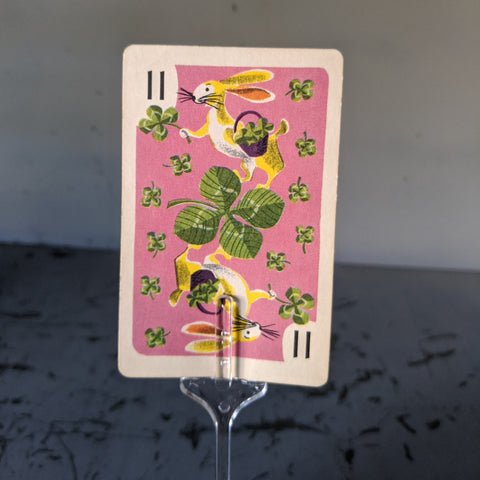 Vintage clover bunny playing card pick