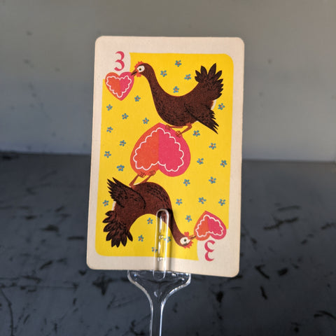 Vintage heart rooster playing card pick