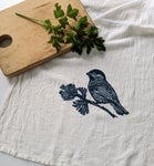 Chickadee flour sack tea towel