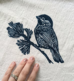 Chickadee flour sack tea towel