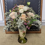 Valentine rose arrangement in Vintage Vase