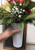 Christmas arrangement milk glass vase