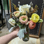 Etched glass vase arrangement