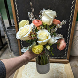 Frosted glass vase arrangement