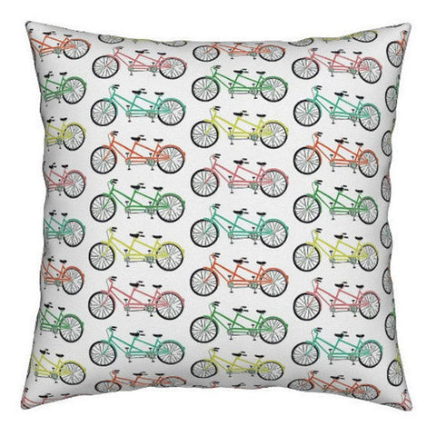 16x16 multicolor bikes throw pillow