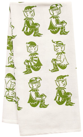 all over elf organic tea towel