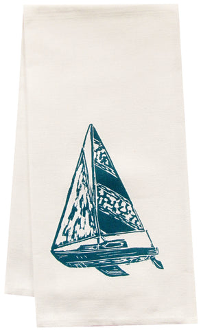 organic sailboat tea towel